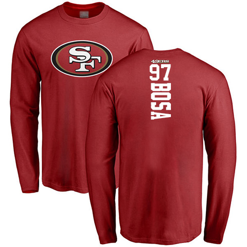 Men San Francisco 49ers Red Nick Bosa Backer #97 Long Sleeve NFL T Shirt->san francisco 49ers->NFL Jersey
